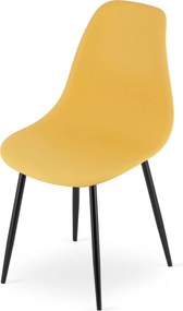 4 db mustársárga szék szett OSAKA fekete lábbal