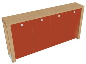 Verno+ S közepes gardrĂłb 260 x 46 x 130 cm, ĂŒvegajtĂł, vilĂĄgos tölgy / narancs