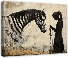 Vászonkép Absztrakt Banksy Bézs Zebra A Nappali Hálószobájába 60x40