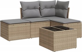 vidaXL 5 részes bézs polyrattan kerti ülőgarnitúra párnákkal