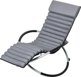 Outsunny Ergonomikus Hintaágy 2 az 1-ben Ringató Szék Kerti Szék Ringató Napozó Fémből Készült Textilén Gömbölyű Sötétszürke 145 x 74 x 86 cm | Aosom