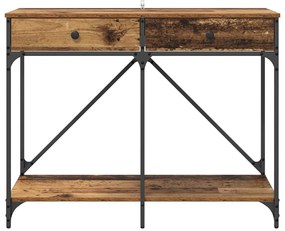 vidaXL Konzolasztal fiókkal Öreg fa 100 x 39 x 78,5 cm Faanyag