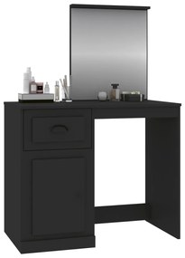fekete szerelt fa pipereasztal tükörrel 90 x 50 x 132,5 cm