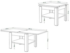 Bővíthető konferencia/étkezőasztal LIA tölgy craft/fekete polccal