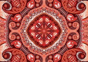 Flizelin fotótapéta Mandala keleti dísz piros 350x250 +ragasztó