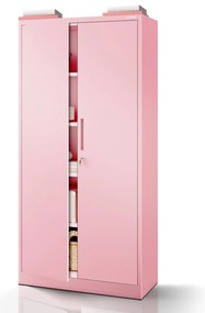 Személyzeti irattároló szekrény JAN H, 900 x 1950 x 400 mm, Fresh Style: púderrózsaszín