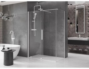 Mexen Velar, zuhanykabin tolóajtóval 150 (ajtó) x 90 (fal) cm, 8mm átlátszó üveg, fehér, 871-150-090-01-20