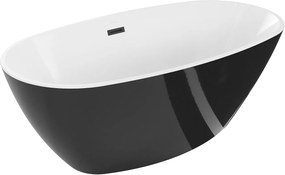 Luxury Eris szabadon álló fürdökád akril  155 x 80 cm, fehér/fekete,  leeresztö   fekete - 53441558075-B Térben álló kád