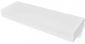 2 db fehér lebegő fali polc fiókkal 80 cm
