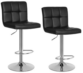Bárszék szett 2 db-os, állítható magasság, szintetikus bőr, fekete