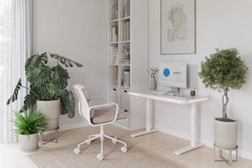 NOMO állítható magasságú elektromos íróasztal, 120x60cm, USB, RBG, fehér