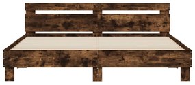 füstös tölgy színű szerelt fa ágykeret fejtámlával 200 x 200 cm