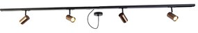 1 fázisú sínrendszer sötét bronz színben, 4 spotlámpával és kerek I tápegységgel - Jeana