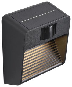 Fali lámpa fekete LED-del IP54 mozgásérzékelővel, szolár - Border