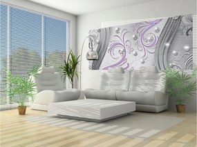 Fotótapéta Absztrakt Virágok Liliomok Ezüst hálószoba nappali 250x104 +ragasztó
