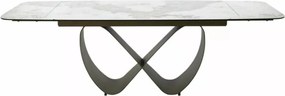 Infinity bővíthető étkezőasztal kerámia fényes fehér/réz 160-240 cm