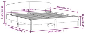 viaszbarna tömör fenyőfa ágy matrac nélkül 200 x 200 cm