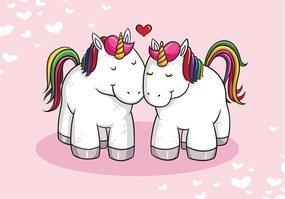 Fotótapéta Unikornisok és szívek Rózsaszín paradicsom a gyerekszobába 400x280 +ragasztó