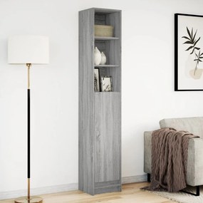 szürke sonoma szerelt fa tálalószekrény LED-del 36x32,5x200 cm