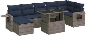 vidaXL 8 részes szürke polyrattan akácfa kerti ülőgarnitúra párnákkal