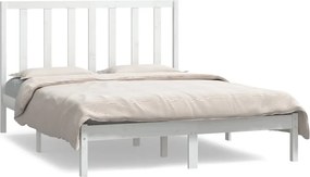 vidaXL fehér tömör fenyőfa ágy matrac nélkül 140x190 cm