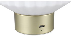 Fehér-aranyszínű LED dimmelhető asztali lámpa üveg búrával (magasság 19,5 cm) Lord – Trio