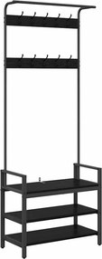 vidaXL Kabáthorog polcokkal Fekete tölgy 75 x 34 x 184 cm Faanyag