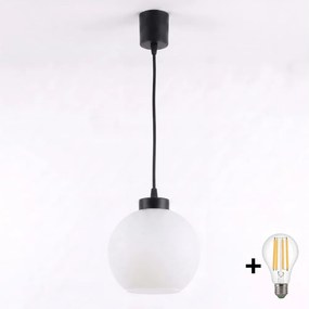 BRILAGI - LED függeszték kábelen RETRO GLASS 1xE27/60W/230V átm. 15 cm fekete/fehér