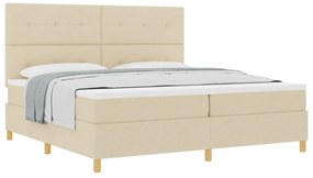 Box Spring Ágy Matraccal Krém 200x200 cm Szövet
