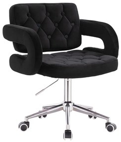 HR8403K Fekete modern velúr szék krómozott lábbal