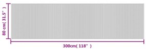 négyszögletű szürke bambusz szőnyeg 80 x 300 cm