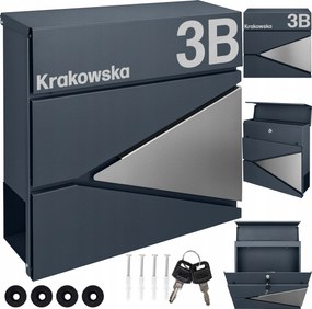 Postaláda Antracit Postaláda Házszámmal A4-ES Nagy Újságtartó