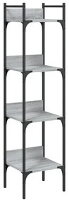 4 szintes szürke sonoma szerelt fa könyvespolc 35x30x138,5 cm