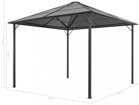 antracitszürke pavilon alumínium tetővel 3 x 3 m