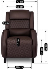 Elegáns Dönthető Relaxfotel Barna Eco-bőr Kárpittal. VIPER
