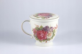 Porcelán teásbögre fedő virágszűrő 500 ml