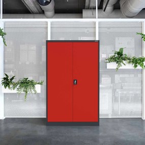 Fém iratszekrény JAN II, 1150 x 185 x 400 mm, antracit-piros