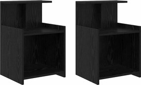 vidaXL Éjjeliszekrény 2 pcs Fekete tölgy 40 x 35 x 60 cm Faanyag