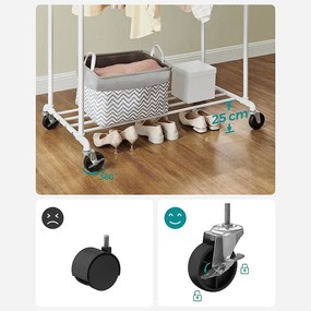 Dupla ruhatartó állvány, kabáttartó, fehér