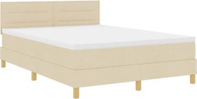 vidaXL LED Box Spring Ágy matracmal leddel Krém 140 x 200 cm szövet