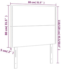 sötétkék bársony LED-es fejtámla 80x5x118/128 cm