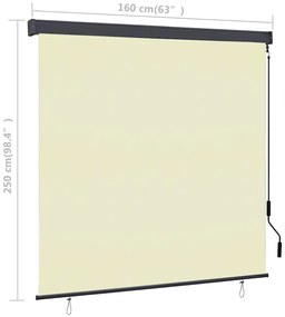 krémszínű kültéri roló 160 x 250 cm