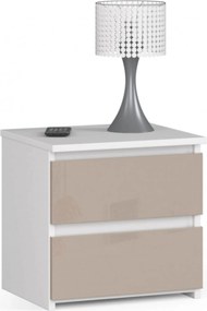 Éjjeliszekrény CL2 fehér-cappuccino fényes 40cm 2fiókos Akd