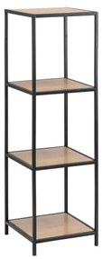 Fekete-natúr színű könyvespolc tölgyfa dekorral 37x120 cm Seaford – Actona