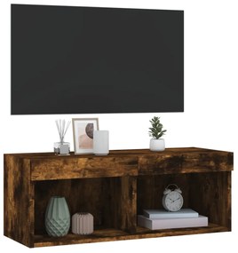 füstös tölgy színű TV-szekrény LED-világítással 80 x 30 x 30 cm