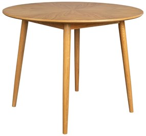 Kerek étkezőasztal tölgyfa dekoros asztallappal ø 120 cm Fabio – White Label