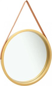 Aranyszínű fali tükör szíjjal 60 cm