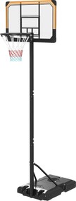 SPORTNOW Magasságban Állítható Kosárlabdagyűrű Tölthető Alap és Kerekek, PC, Acél, Poliészter, Fekete | Aosom