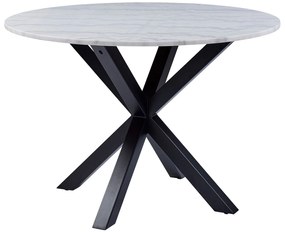 Asztal Oakland 306Fehér márvány, Matt fekete, 76cm, Márvány, Fém