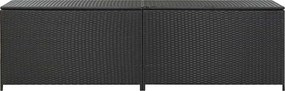Fekete Polyrattan Kerti Tárolóláda 200 X 50 X 60 Cm
